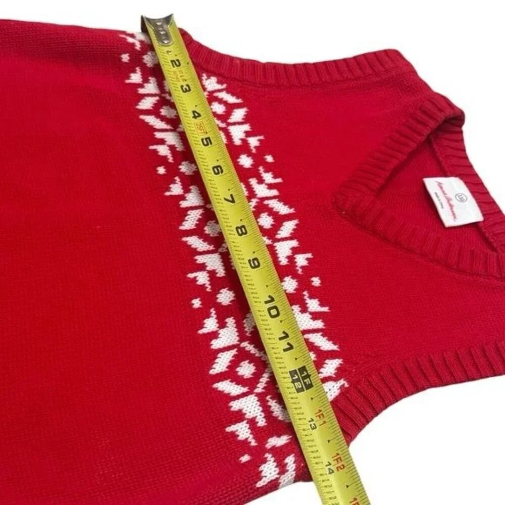 Hanna Andersson Red &‎ White Holiday Snowflake Sweater Vest Cabin Size 110 (5)